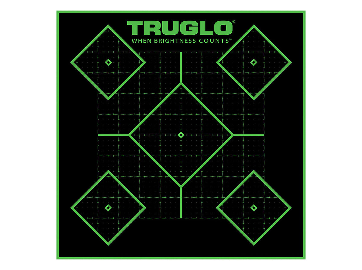 TruGlo Tru-See 5-Diamond Target Black/Green 12x12" Self-Adhesive 25 Count