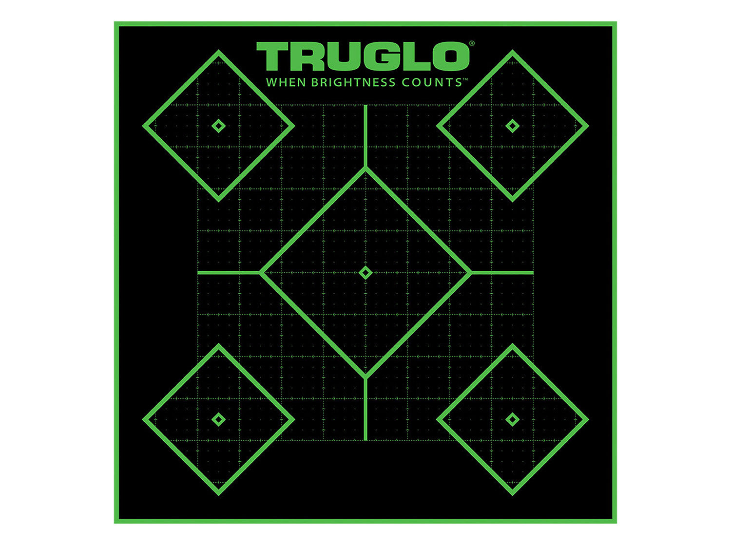 TruGlo Tru-See 5-Diamond Target Black/Green 12x12" Self-Adhesive 25 Count
