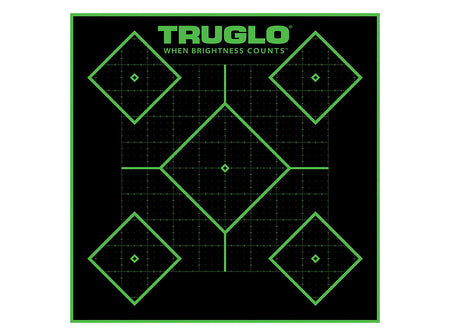 TruGlo Tru-See 5-Diamond Target Black/Green 12x12" Self-Adhesive 25 Count