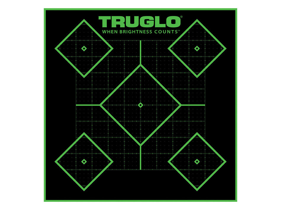 TruGlo Tru-See 5-Diamond Target Black/Green 12x12" Self-Adhesive 25 Count