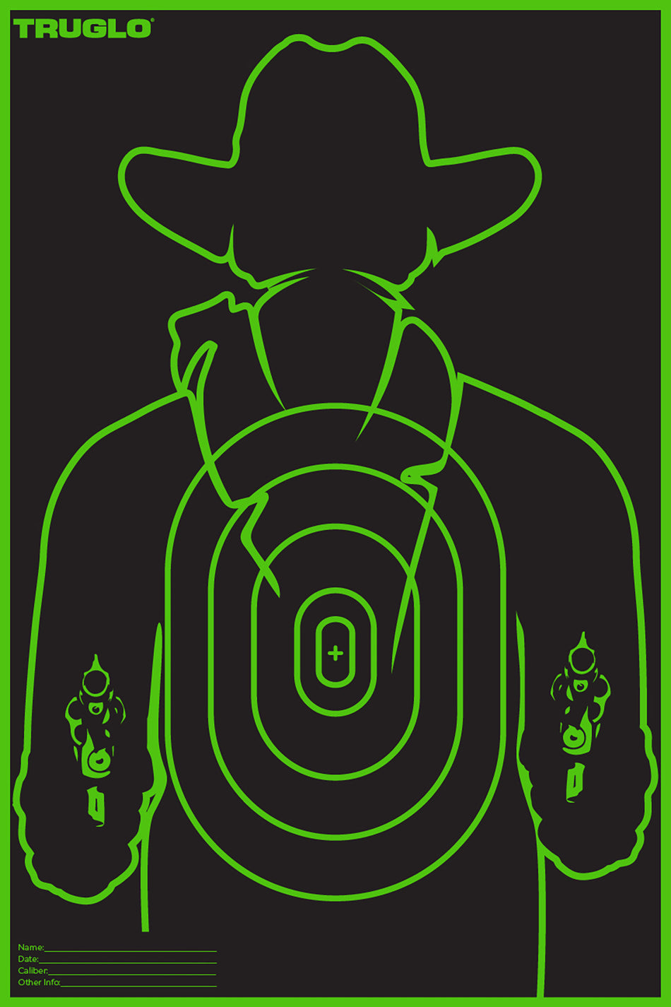 TruGlo TG16A12B Tru-See Self-Adhesive Green Halo Gunslinger Cowboy Paper Targets 12 Pack