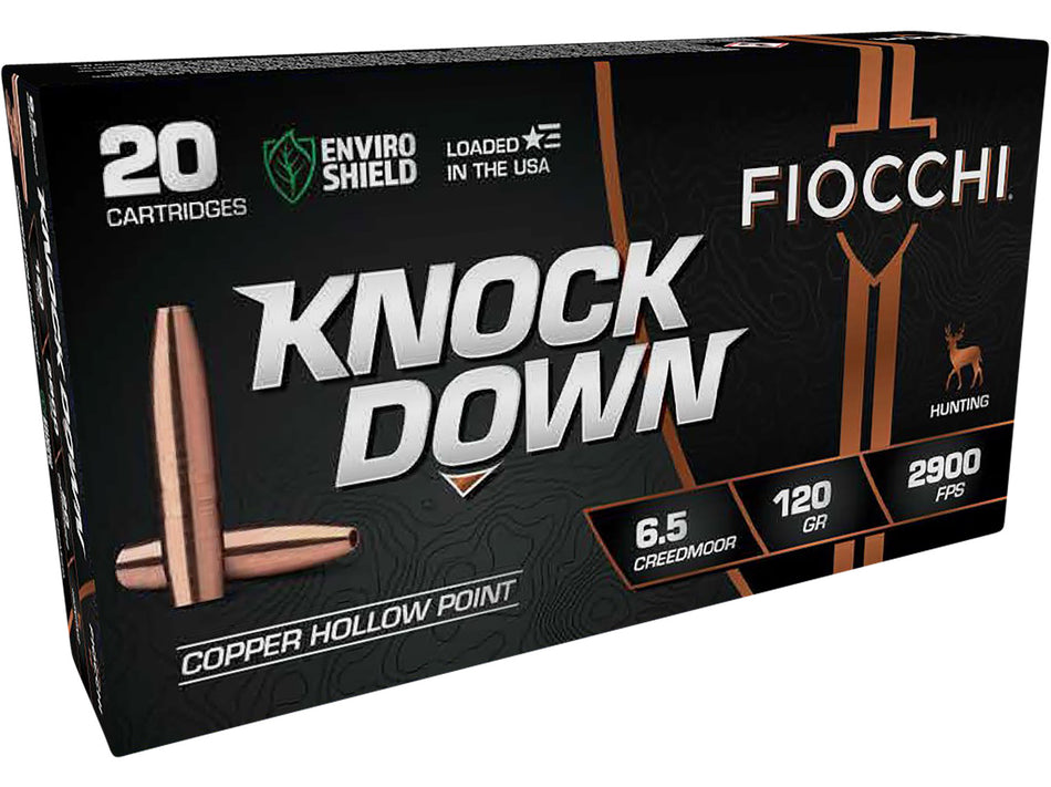 Fiocchi Knock Down Enviro Shield Hollow Point 120 Grain 6.5mm Creedmoor 2900 fps
