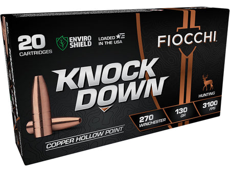 Fiocchi Knock Down Enviro Shield Hollow Point 130 Grain .270 Winchester 3100 fps