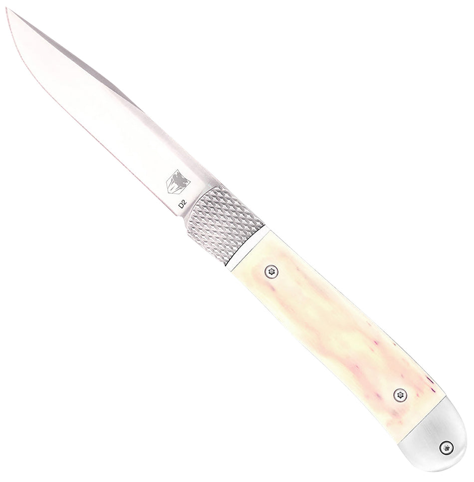 CobraTec Knives Trapper Hidden Release OTF 3.12" Satin D2 Drop Point Blade White Bone Scales