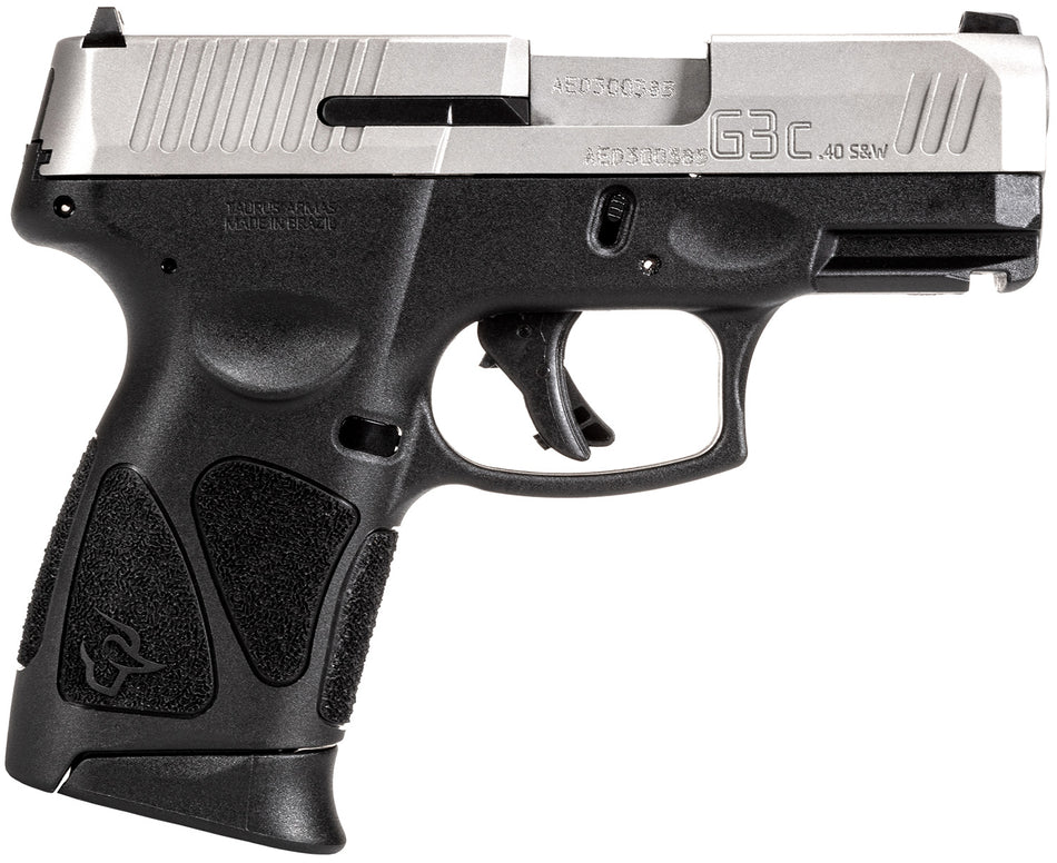 Taurus 1G3C4039 G3C Compact Frame 40 S&W 10+1 3.26" Matte Stainless Steel Barrel, Serrated Stainless Steel Slide, Black Polymer Frame w/Picatinny Rail, Black Polymer Grip