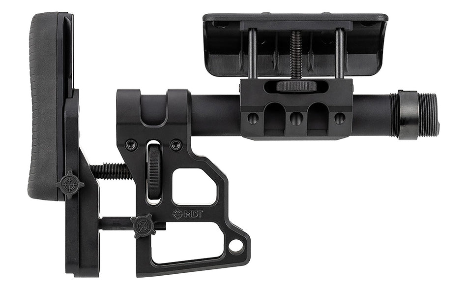 MDT Skeleton Carbine Stock (SCS) 102856BLK, Black Aluminum, Adj. Cheekrest, Buttpad, Buffer Tube, QD Mounts