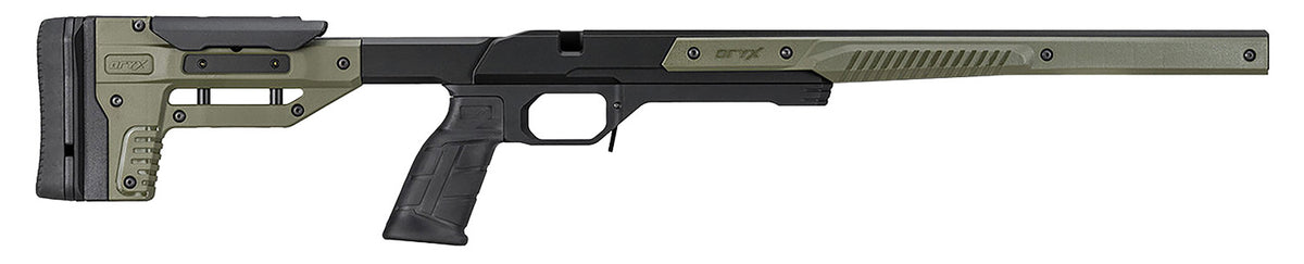 MDT Oryx Aluminum Rifle Chassis OD Green with Barricade Stop for Short Action Savage Axis