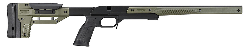 MDT Oryx Aluminum Rifle Chassis OD Green with Barricade Stop for Short Action Savage Axis
