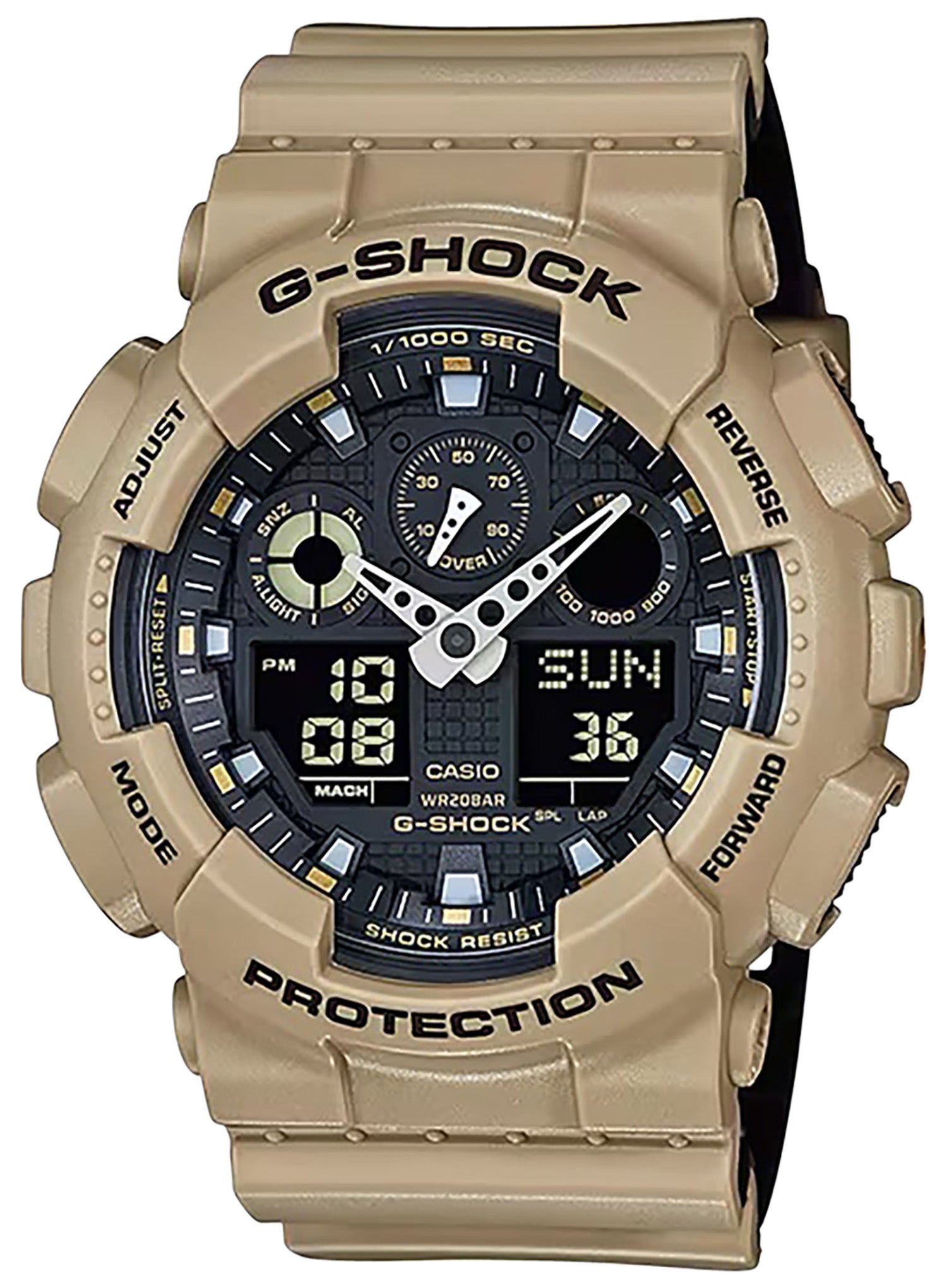 G-Shock GA-100L8A Tactical Brown Stainless Steel Bezel Wristwatch 145-215mm