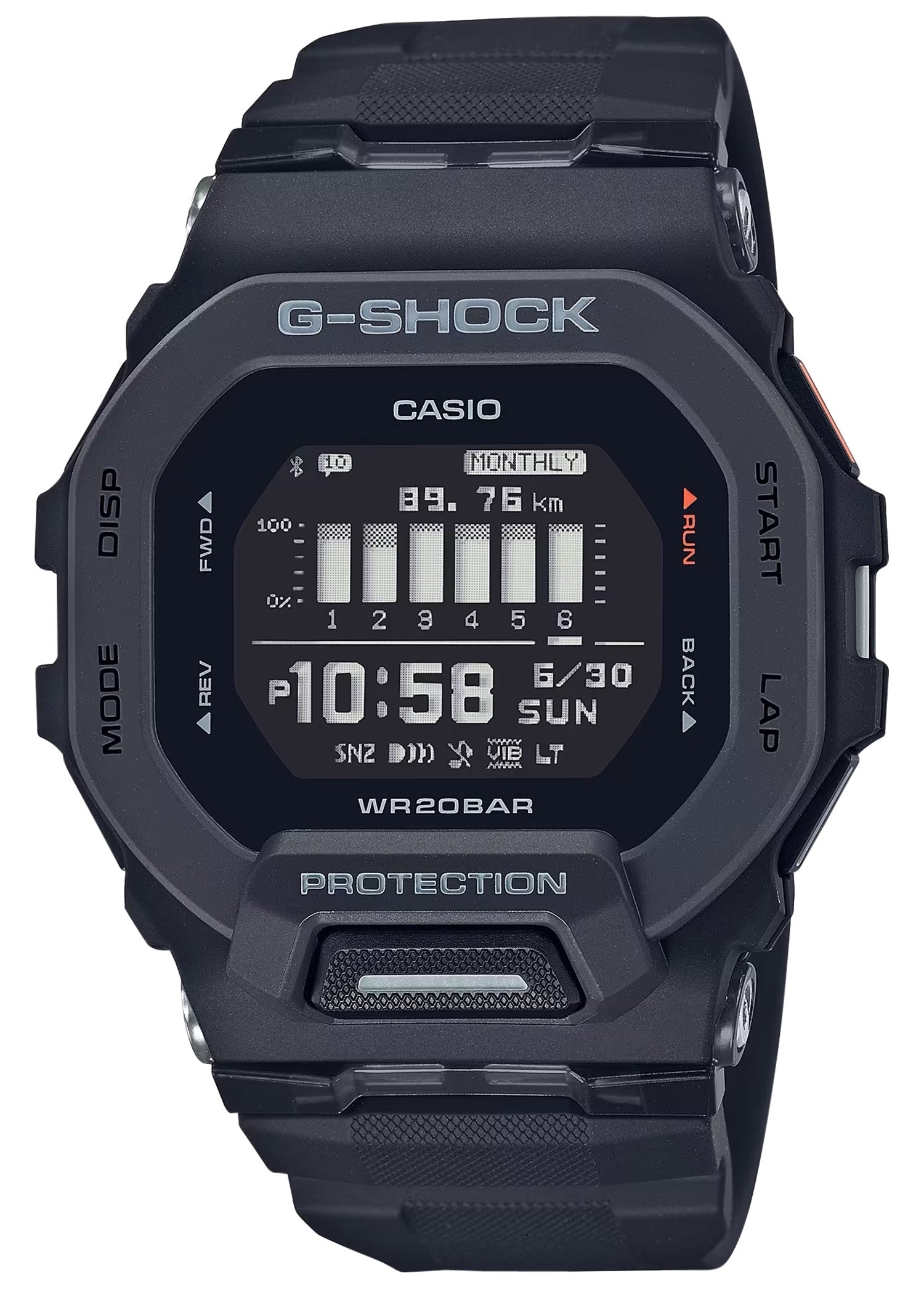 G-Shock GBD2001 Tactical Black Square-Case Fitness Watch Stainless Bezel 145-215mm