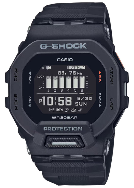 G-Shock GBD2001 Tactical Black Square-Case Fitness Watch Stainless Bezel 145-215mm