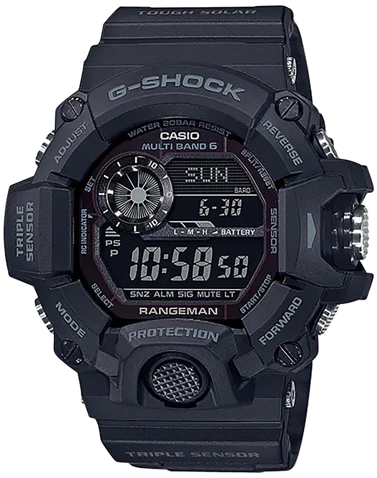 G-Shock Rangeman GW9400 Digital Compass Thermometer Blackout Watch 145-215mm