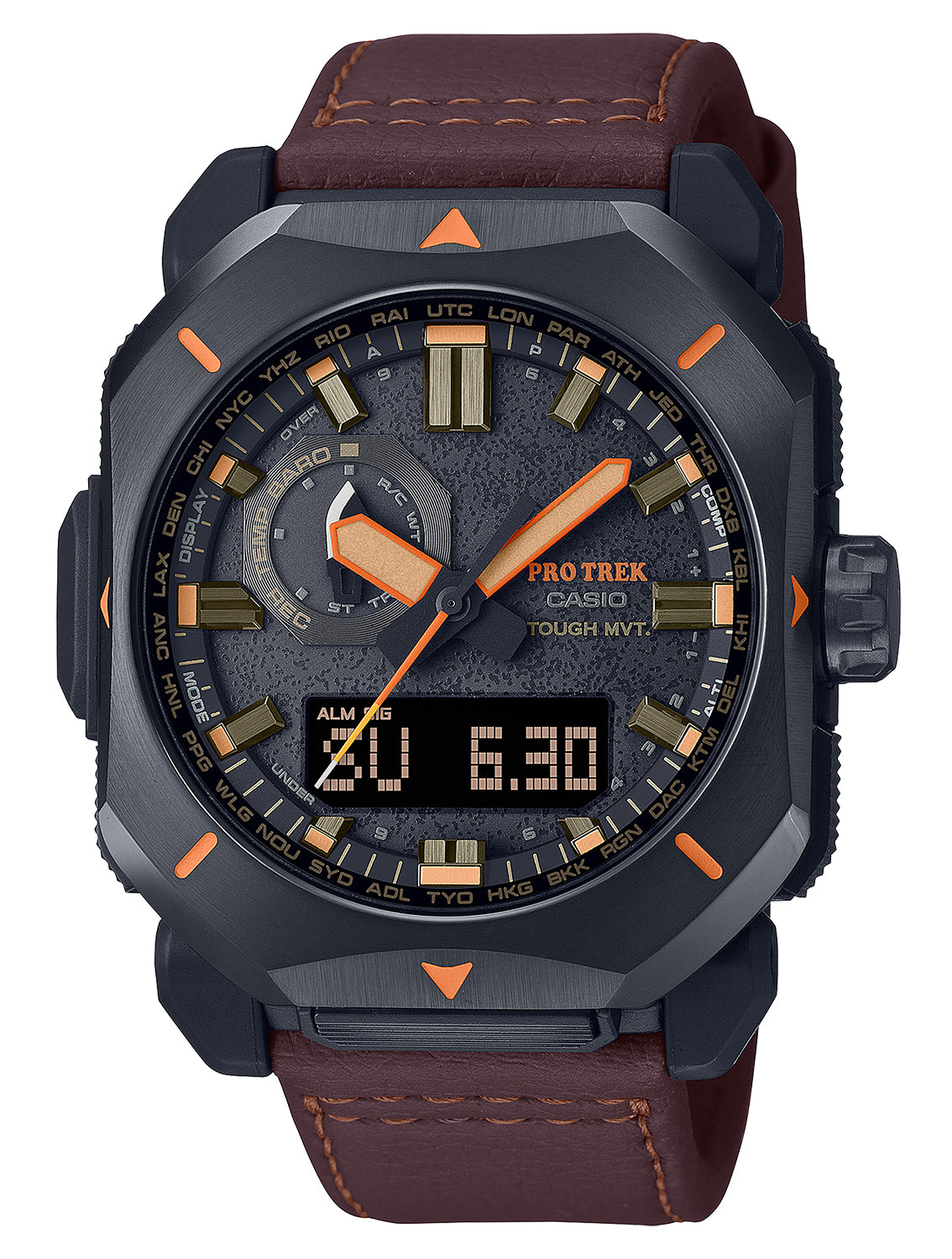 Casio Pro Trek PRW6900 Solar USB Fitness Watch Black/Brown 145-215mm
