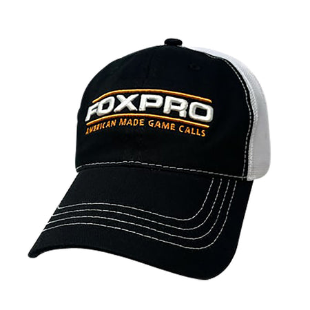FOXPRO Sidekick Black and White Unstructured Mesh Hat with Puff Logo