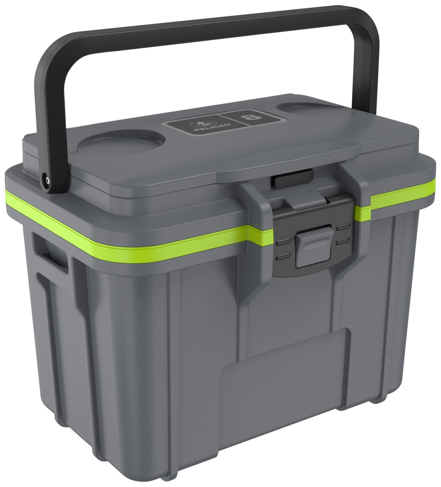 Pelican 8Qt Elite Personal Cooler GRY/GRN Insulated with Removable Tray