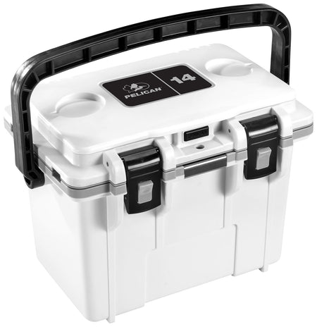 Pelican 14Qt Elite Personal Cooler WHT/GRY Insulated Hard-Sided