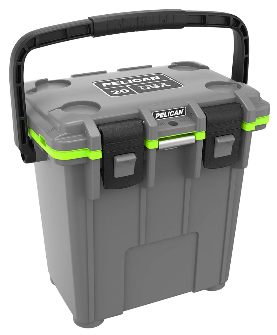 Pelican 20Qt Elite Personal Cooler GRY/GRN with Removable Tray