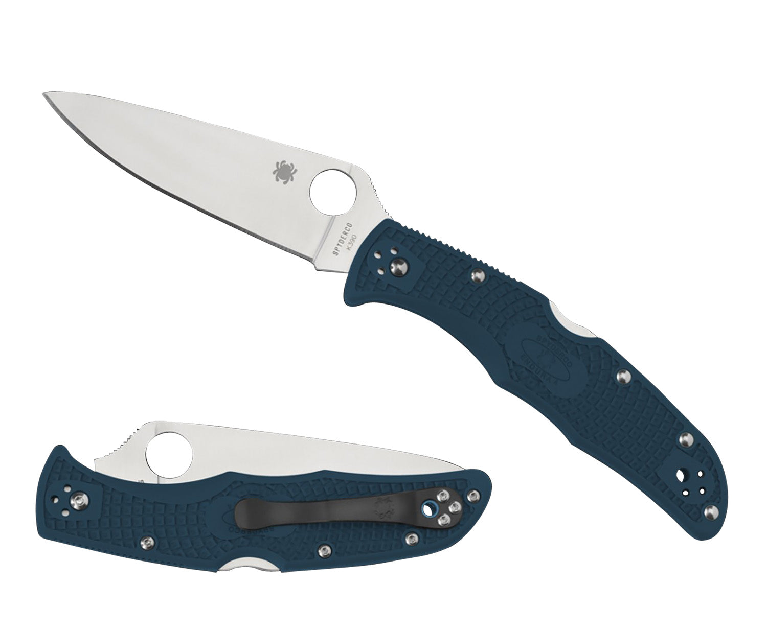 Spyderco Endura 4 Lightweight 3.80" K390 Steel Plain Stonewashed Folding Knife with Pocket Clip