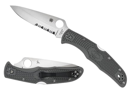 Spyderco Endura 4 Lightweight 3.75" Partially Serrated Satin VG-10 Blade Foliage Green FRN Handle and Pocket Clip