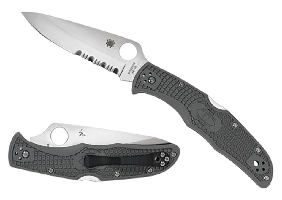 Spyderco Endura 4 Lightweight 3.75" Partially Serrated Satin VG-10 Blade Foliage Green FRN Handle and Pocket Clip