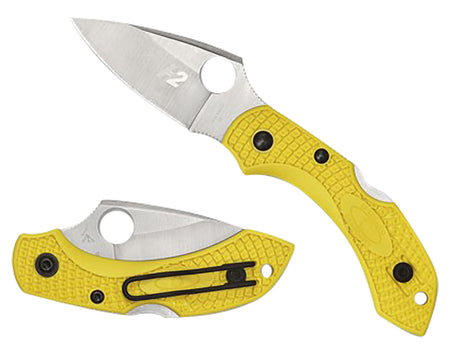Spyderco Dragonfly 2 Salt 2.25" Plain Stonewashed H1 Steel Blade Yellow FRN Handle Including Wire Pocket Clip