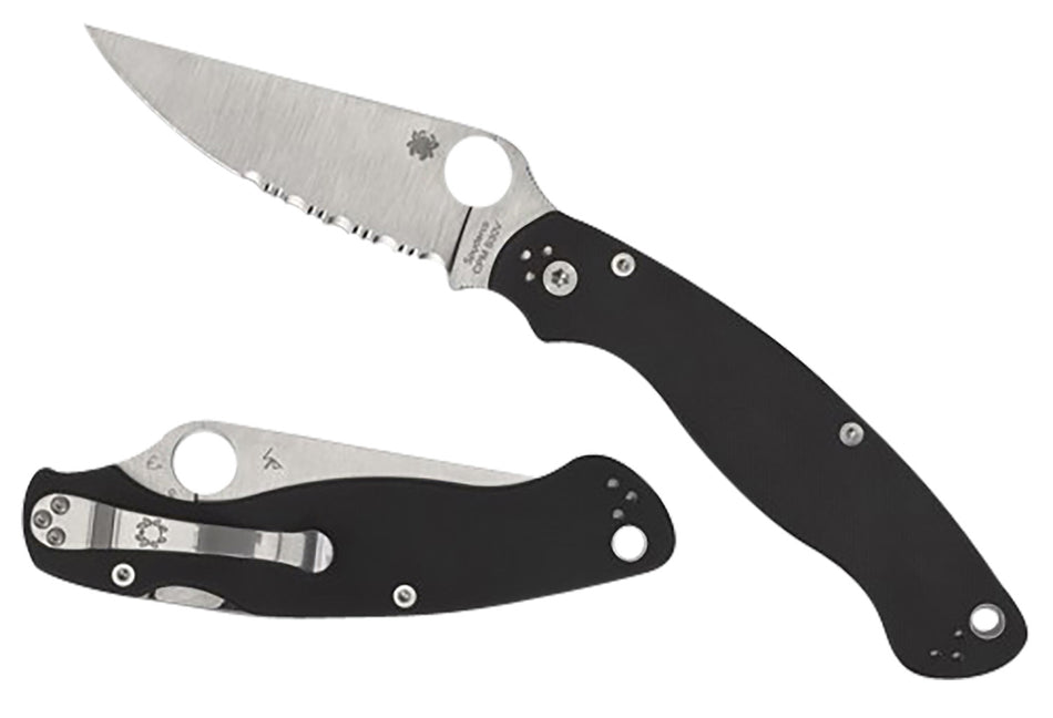Spyderco Military 2 4" Plain Stonewashed CPM S30V SS Blade Black G10 Handle Including Four-Position Pocket Clip