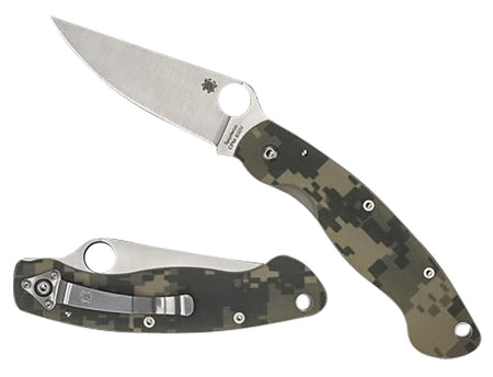 Spyderco Military 4" Plain Stonewashed CPM S30V SS Blade Digital Camo G10 Handle Including Pocket Clip