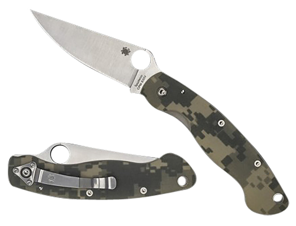 Spyderco Military 4" Plain Stonewashed CPM S30V SS Blade Digital Camo G10 Handle Including Pocket Clip