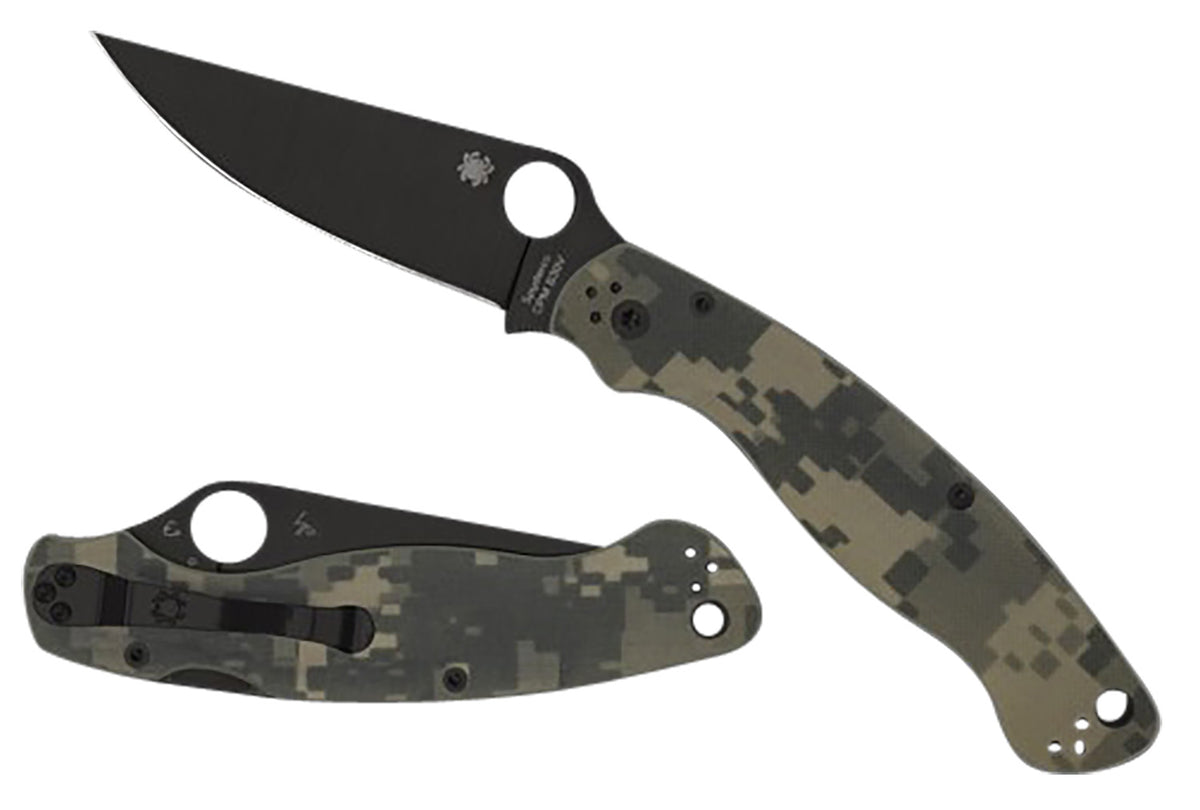 Spyderco Military 2 4" Plain Black DLC CPM S30V Blade Digital Camo G10 Handle Including Four-Position Pocket Clip