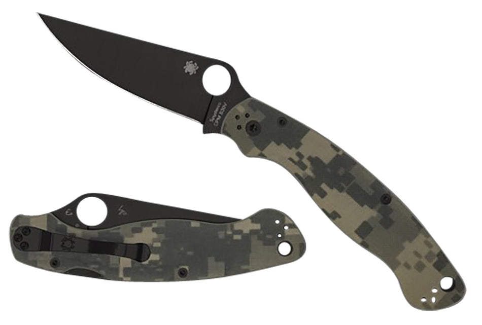 Spyderco Military 2 4" Plain Black DLC CPM S30V Blade Digital Camo G10 Handle Including Four-Position Pocket Clip