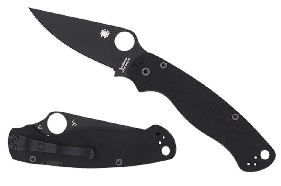 Spyderco Para Military 2 Folding Knife C81GPBK2 3.42" CPM S45VN SS Black DLC Blade Black Textured G10 Handle Compression Lock