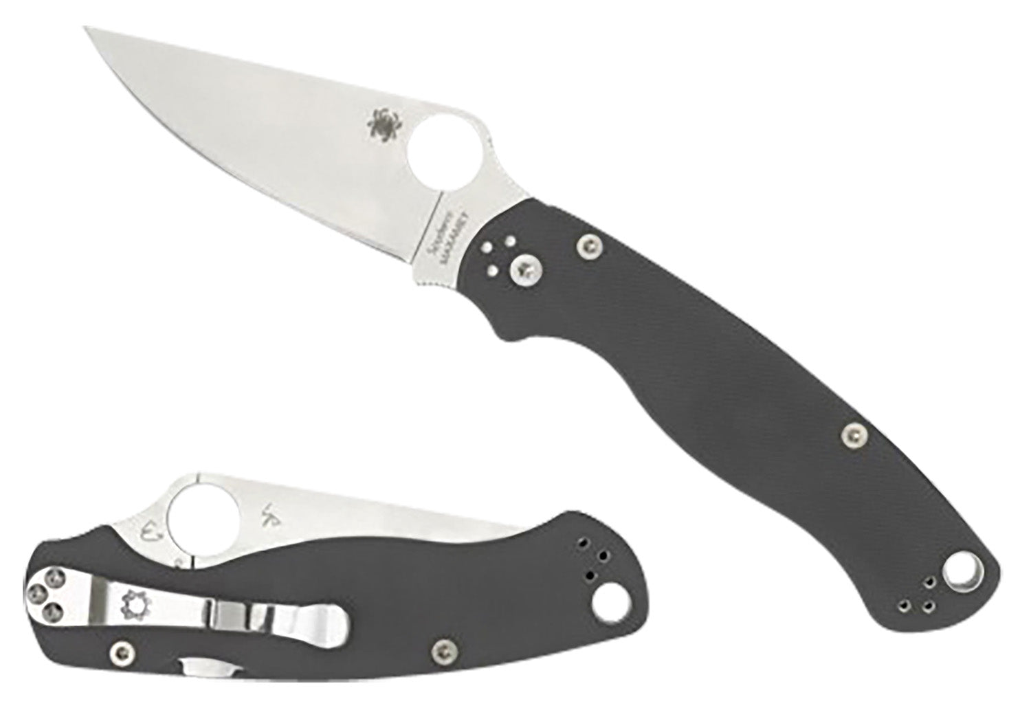Spyderco Para Military 2 Folding Knife C81GPDGY2 3.47" Maxamet Powder Tool Steel Blade Dark Gray Textured G10 Handle 4-Position Clip