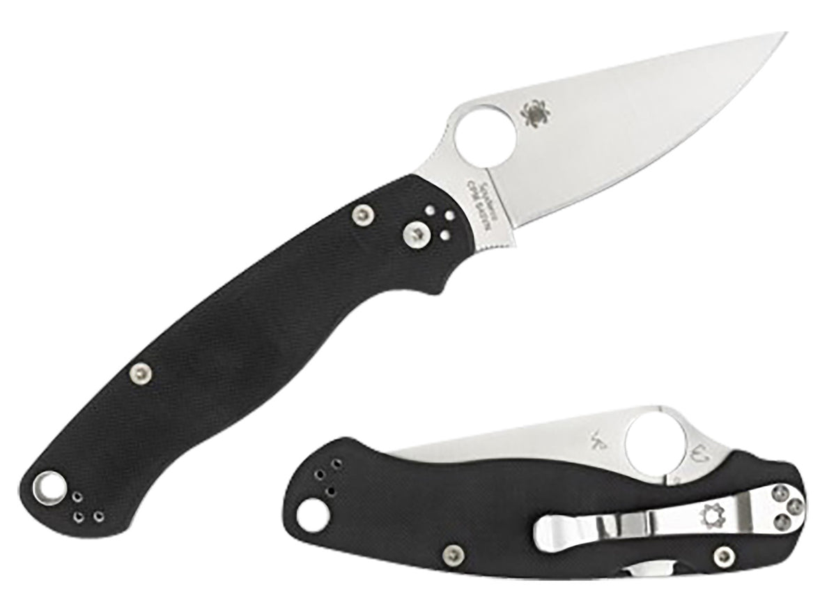 Spyderco Para Military 2 Left-Hand Folding Knife C81GPLE2 3.42" CPM S45VN Satin Blade Black Textured G10 Handle 4-Position Clip