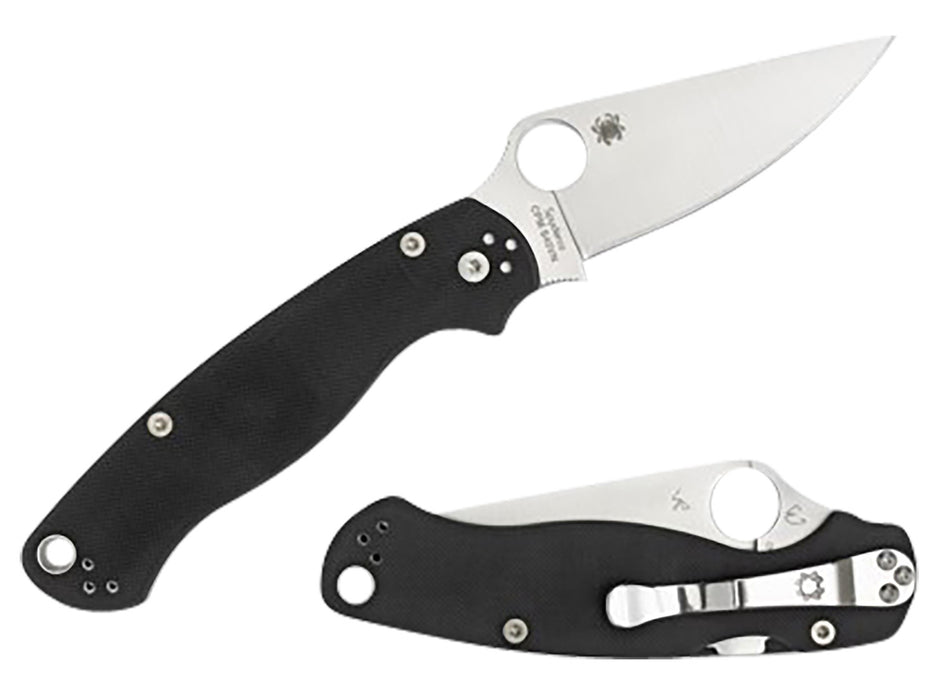 Spyderco Para Military 2 Left-Hand Folding Knife C81GPLE2 3.42" CPM S45VN Satin Blade Black Textured G10 Handle 4-Position Clip