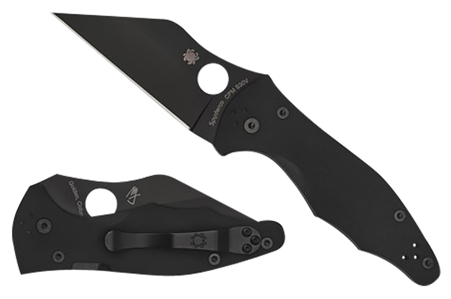 Spyderco Yojimbo 2 Tactical Folding Knife C85GPBBK2 3.20" CPM S30V Black DLC Wharncliffe Blade Black Textured G10 Handle