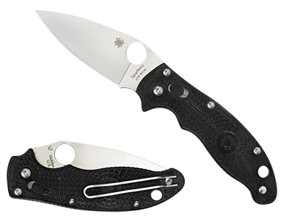 Spyderco Manix 2 Lightweight Folding Knife C101PBK2 3.37" CTS BD1 Blade Black Textured FRCP Handle Ball Bearing Lock Reversible Clip