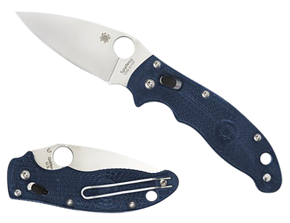 Spyderco Manix 2 Lightweight Folding Knife C101PDBL2 3.37" CTS BD1N Blade Dark Blue Textured FRCP Handle Ball Bearing Lock