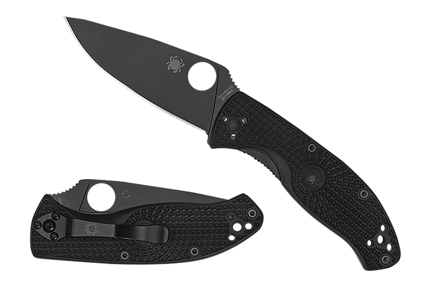 Spyderco Tenacious Lightweight Tactical Folder C122PBBK 3.39" 8Cr13MoV Black Oxide Blade Black Textured FRN Handle w/ Clip