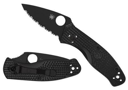 Spyderco C136PBBK 2.75" Folding Knife Black Oxide 8Cr13MoV Blade Black Textured FRN Handle
