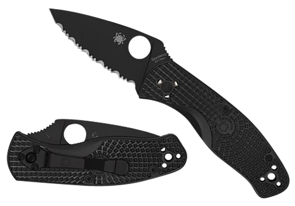 Spyderco C136PBBK 2.75" Folding Knife Black Oxide 8Cr13MoV Blade Black Textured FRN Handle