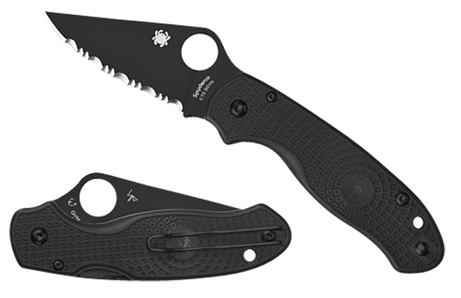 Spyderco C223PBBK 2.92" Para 3 Lightweight Folding Knife Black DLC CTS BD1N Blade Black FRN Handle