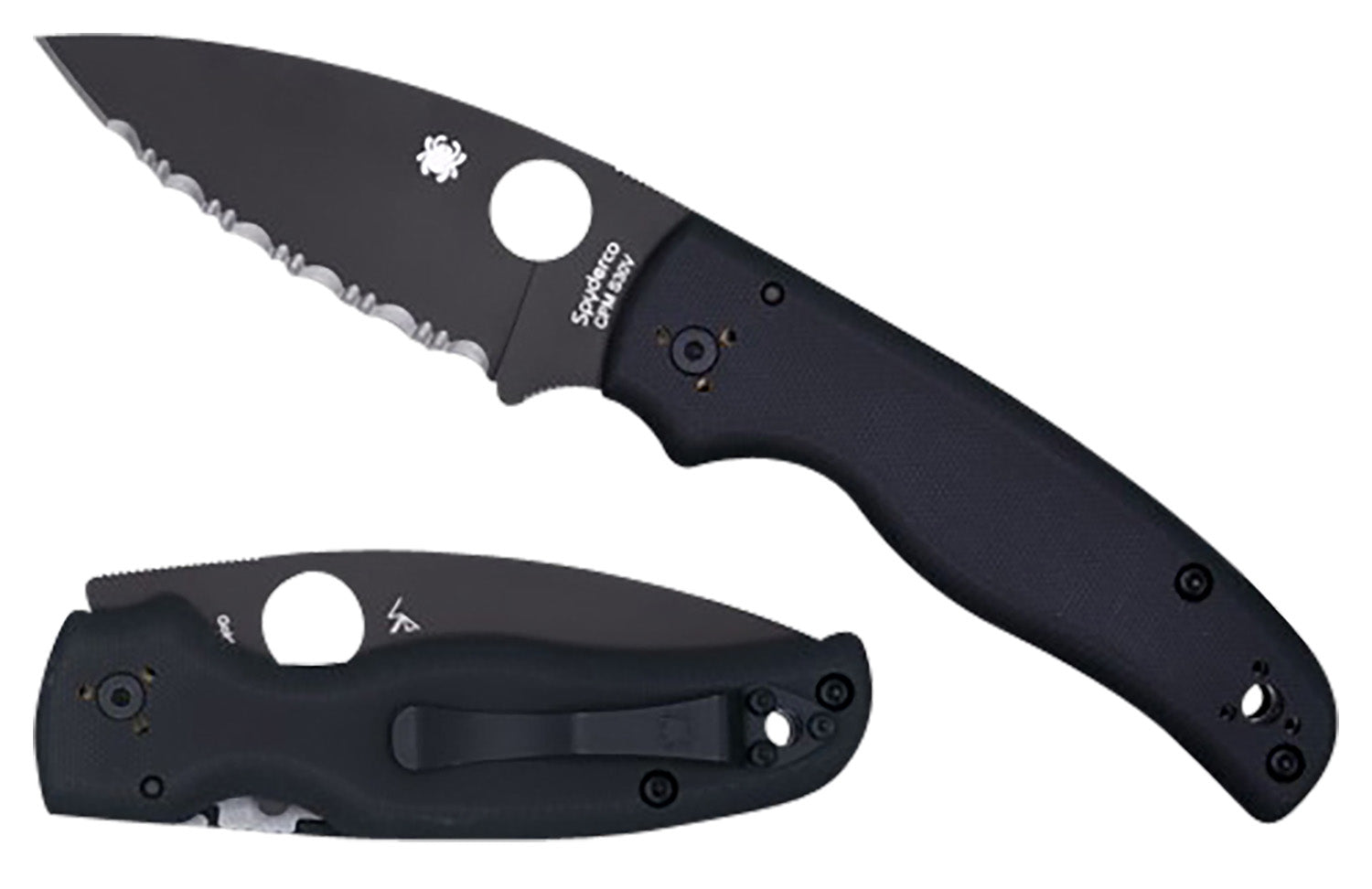 Spyderco C229GPBK 3.58" Folding Knife Black DLC CPM S30V Blade Black G10 Scales Four-Position Clip