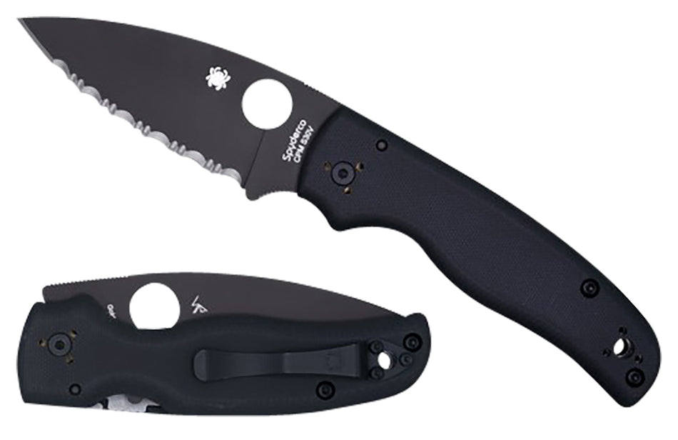 Spyderco C229GPBK 3.58" Folding Knife Black DLC CPM S30V Blade Black G10 Scales Four-Position Clip