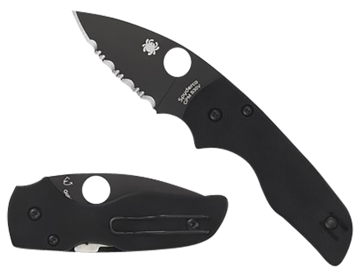Spyderco C230GPBBK 2.42" Folding Knife Black DLC CPM S30V Blade Black Textured G10 Scales Pocket Clip
