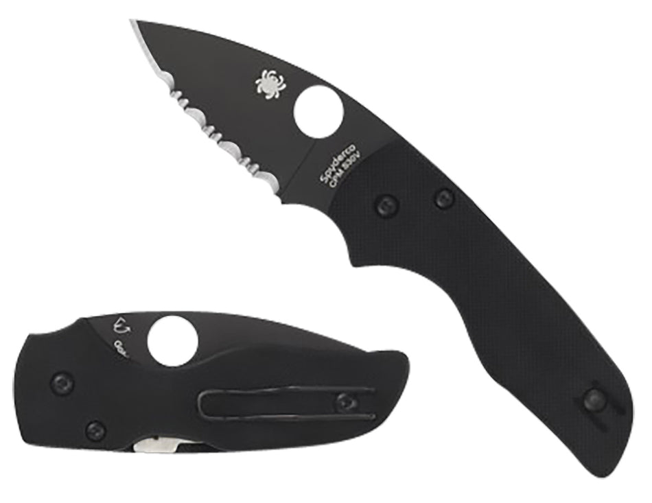 Spyderco C230GPBBK 2.42" Folding Knife Black DLC CPM S30V Blade Black Textured G10 Scales Pocket Clip