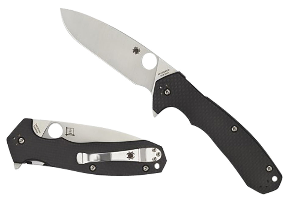 Spyderco C234CFP 3.80" Folding Knife Drop Point Satin CPM S30V Blade Carbon Fiber G10 Scales Clip