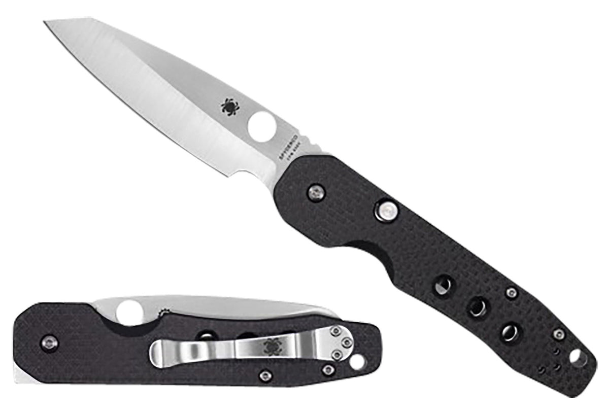 Spyderco C240CFP 3.39" Folding Knife Stonewashed CPM S30V Blade Carbon Fiber G10 Scales Button Lock