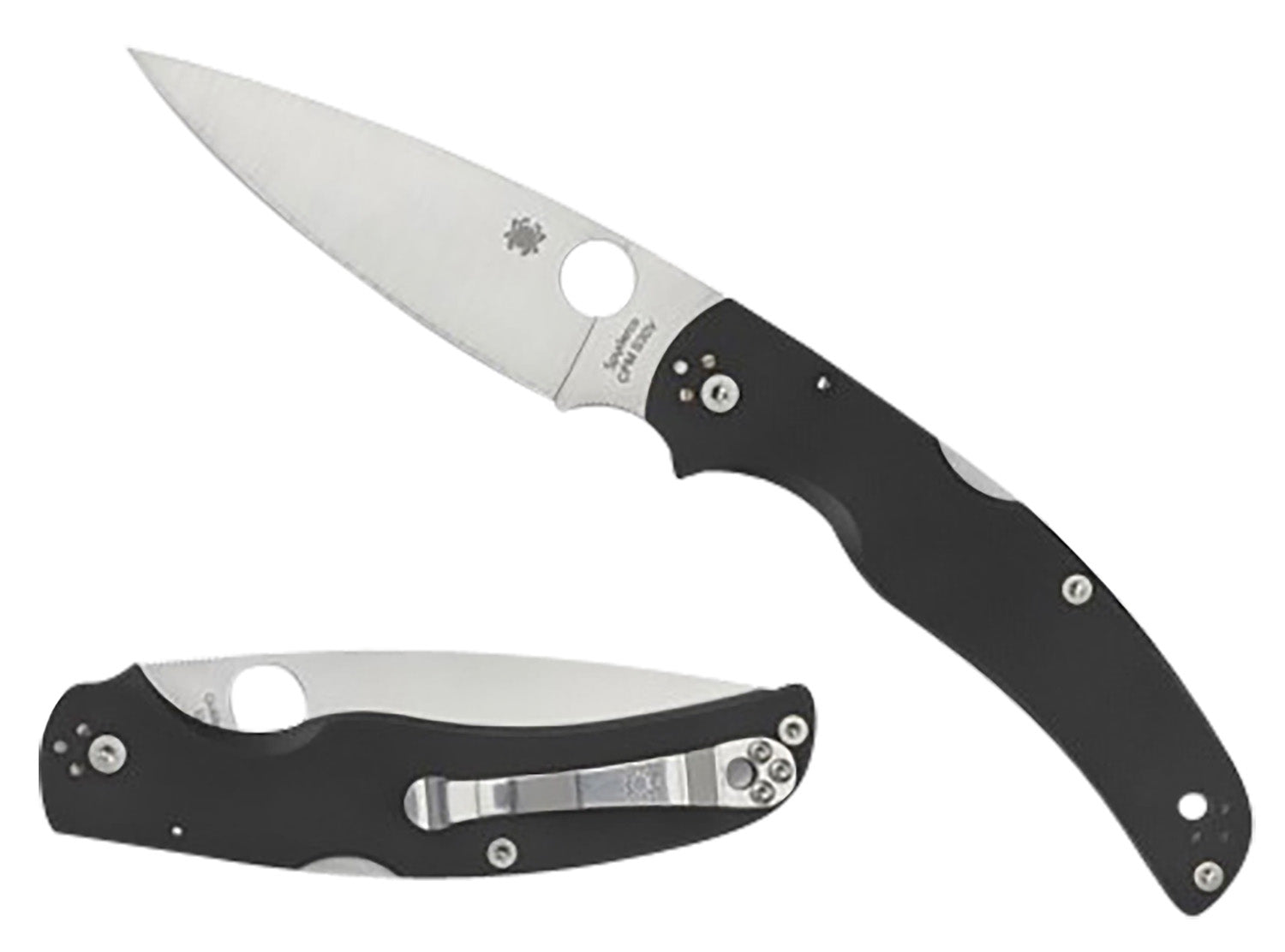 Spyderco C244GP Native Chief Lightweight Folding Knife Plain Stonewashed BD1N Stainless Blade Black FRN Handle