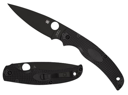 Spyderco C244PBBK Native Chief Lightweight Folding Knife Plain Non-Reflective Black DLC Blade Black FRN Handle w/ Clip