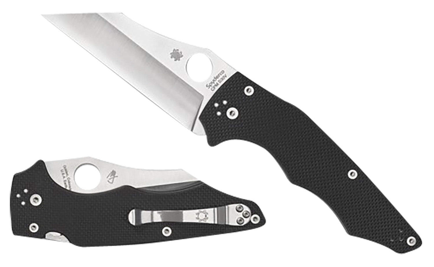 Spyderco C253GP YoJumbo Folding Wharncliffe Knife 3.98" Stonewashed CPM S30V Stainless Blade Black G10 Handle